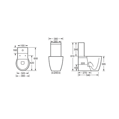 मजबूत लोड बियरिंग फ्लोर स्टैंडिंग टॉयलेट टू पीस Wc 650*380*395MM